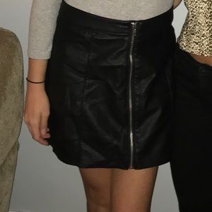Black leather skirt